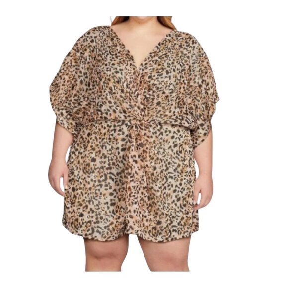 Time and True Women Leopard Print Swimsuit Cover-Up Tunic Dress SZ XL (16-18) - Picture 9 of 9